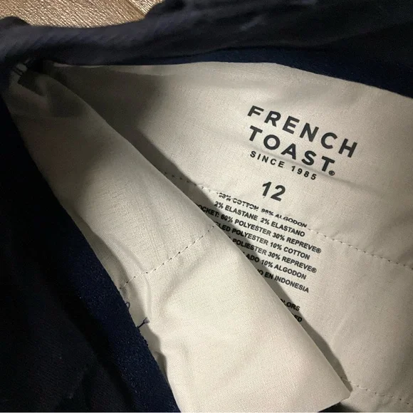 NWOT Sz 12 2 Pair Navy Uniform Pants Like New! French Toast Navy School Uniform - Picture 2 of 5